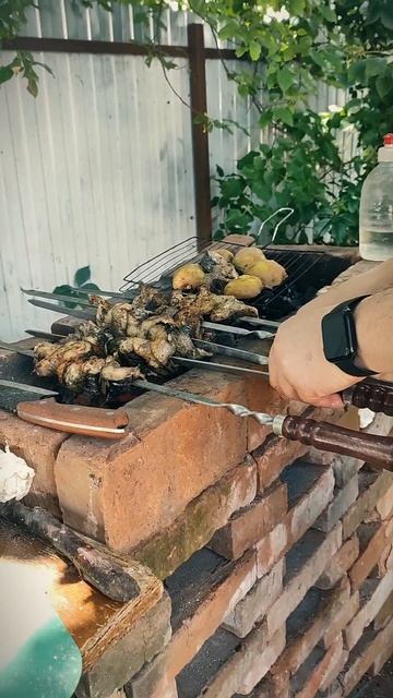 Скумбрия на мангале с картошкой