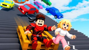 Это невозможно! Поднимись на адскую лестницу в 100 Player Car Avalanche Роблокс !