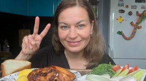 МУКБАНГ КУРОЧКА ЗАПЕЧЕННАЯ КОПЧЕНАЯ С КАРТОШКОЙ/ОВОЩИ/MUKBANG ЕДА ОБЖОР
