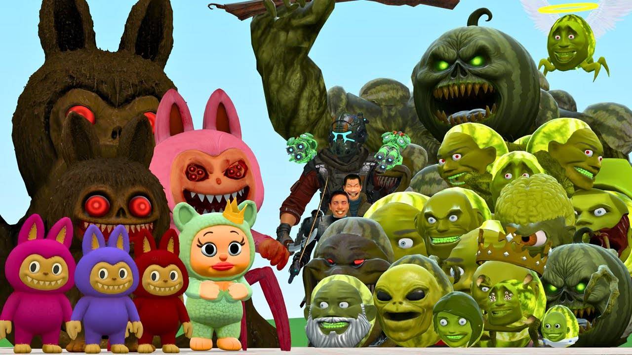 Все новое семейство монстров Лабубу против всего семейства дыни Линь Ган