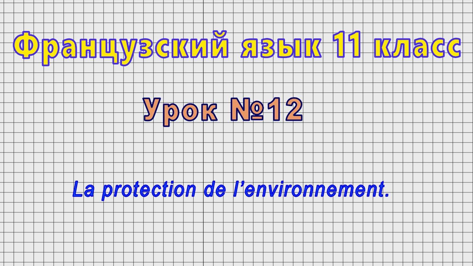 Французский язык 11 класс (Урок№12 - La protection de l’environnement.) смотреть онлайн