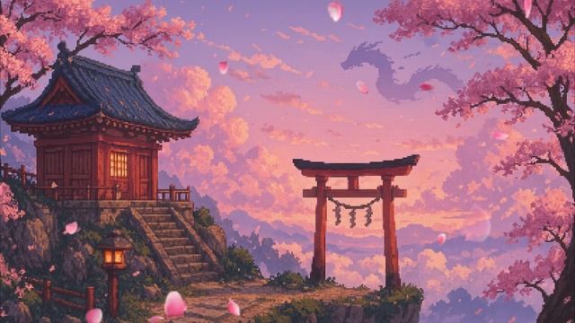 Chillwave Aura | Lofi Vibes Above The Clouds | Peaceful Shrine Pixel Art & Chill Beats