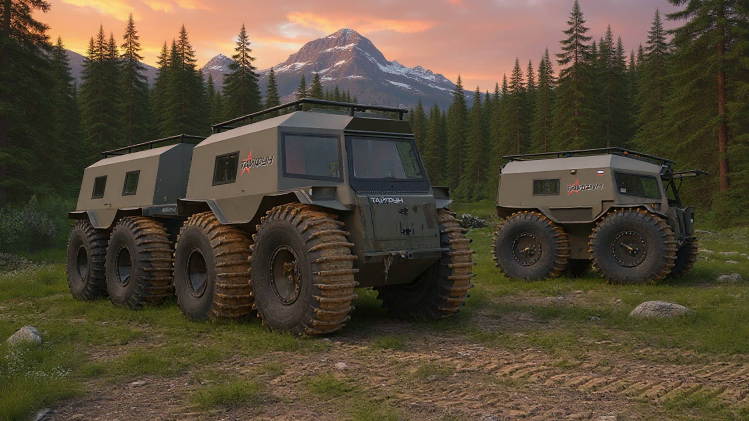 Вездеход Тайфун 8х8. Двухзвенный болотоход для самых сложных экспедиций смотреть онлайн