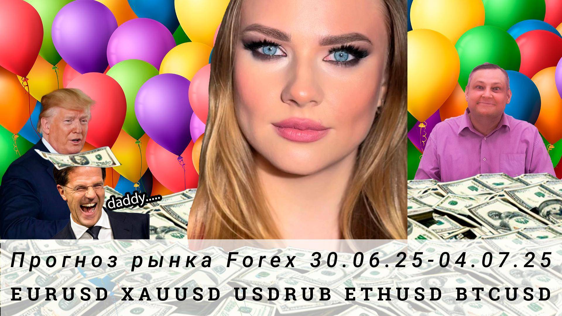 Прогноз Forex 30.06.25-04.07.25 EURUSD, XAUUSD, USDRUB, ETHUSD, BTCUSD. Трейдинг с нуля.