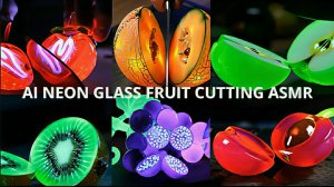 ASMR Нарезка неоновых стеклянных фруктов. АСМР