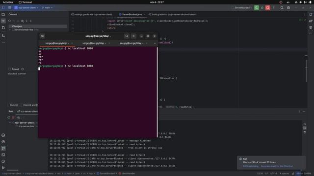 Блокирующий TCP сервер на java смотреть онлайн