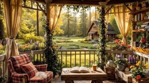 Атмосфера лесной библиотеки – Пение птиц и мягкие страницы для глубокого сосредоточения