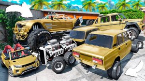 Угнал кучу золотых чит тачек и огромный монстр трак у мажора за 180 сек! Битва воров в ГТА 5 Онлайн