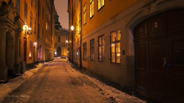 Stokholm, Sweden. Night Walk In Winter.