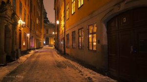 Stokholm, Sweden. Night walk in winter.