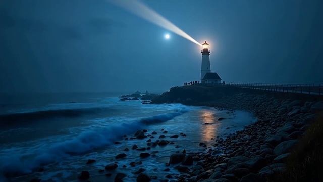Deep Chill Music for Relaxation Serene Lighthouse Night & Calming Waves Mix