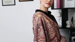 Платок шерстяной с шелковой бахромой "Золотой петушок", 1943-53, 125х125 см #platki #scarf #fashion