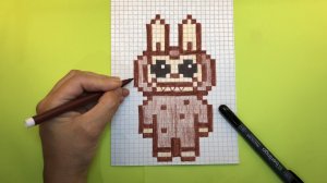 Как рисовать Лабубу по клеточкам ❤️ Рисунки по клеточкам #пикселька