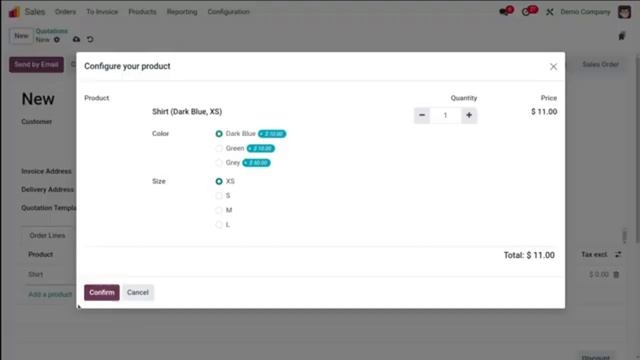 Выбор варианта продажи Odoo 17 смотреть онлайн