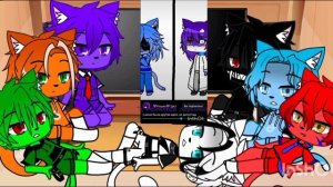 Реакция разноцветных котов на 💜кошку💜(рк)1/?