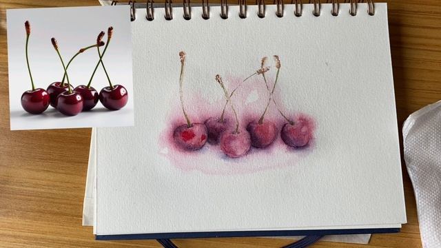 Рисуем вишни акварелью. Часть 6 смотреть онлайн