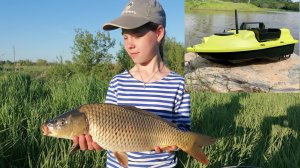 Рыбалка на КАРПА! Первый запуск прикормочного кораблика D18B GPS.