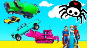 Мультики для детей Цветные Машины и Грузовики Мультики про машинки и Веселые Супергерои