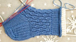 Шикарный узор для носков / капельки дождя / схема в видео / порядовое описание узора.