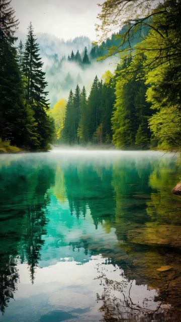 Антистресс пение птиц на лесном туманном озере.