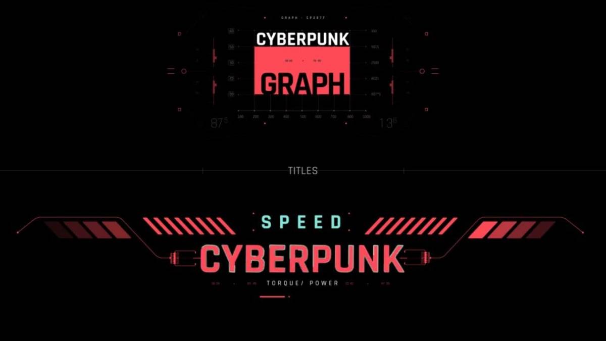 cyberpunk 2077 titles - оформление текста в стиле Киберпанк 2077