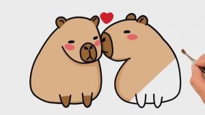 Как нарисовать милых влюбленных капибар