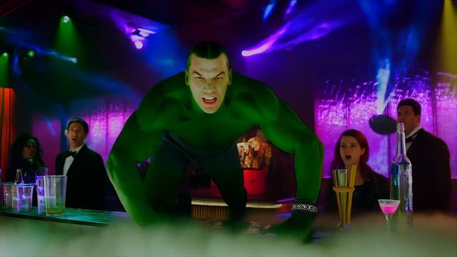Real Face AI Transformation — Green Muscle Beast in Chaos смотреть онлайн