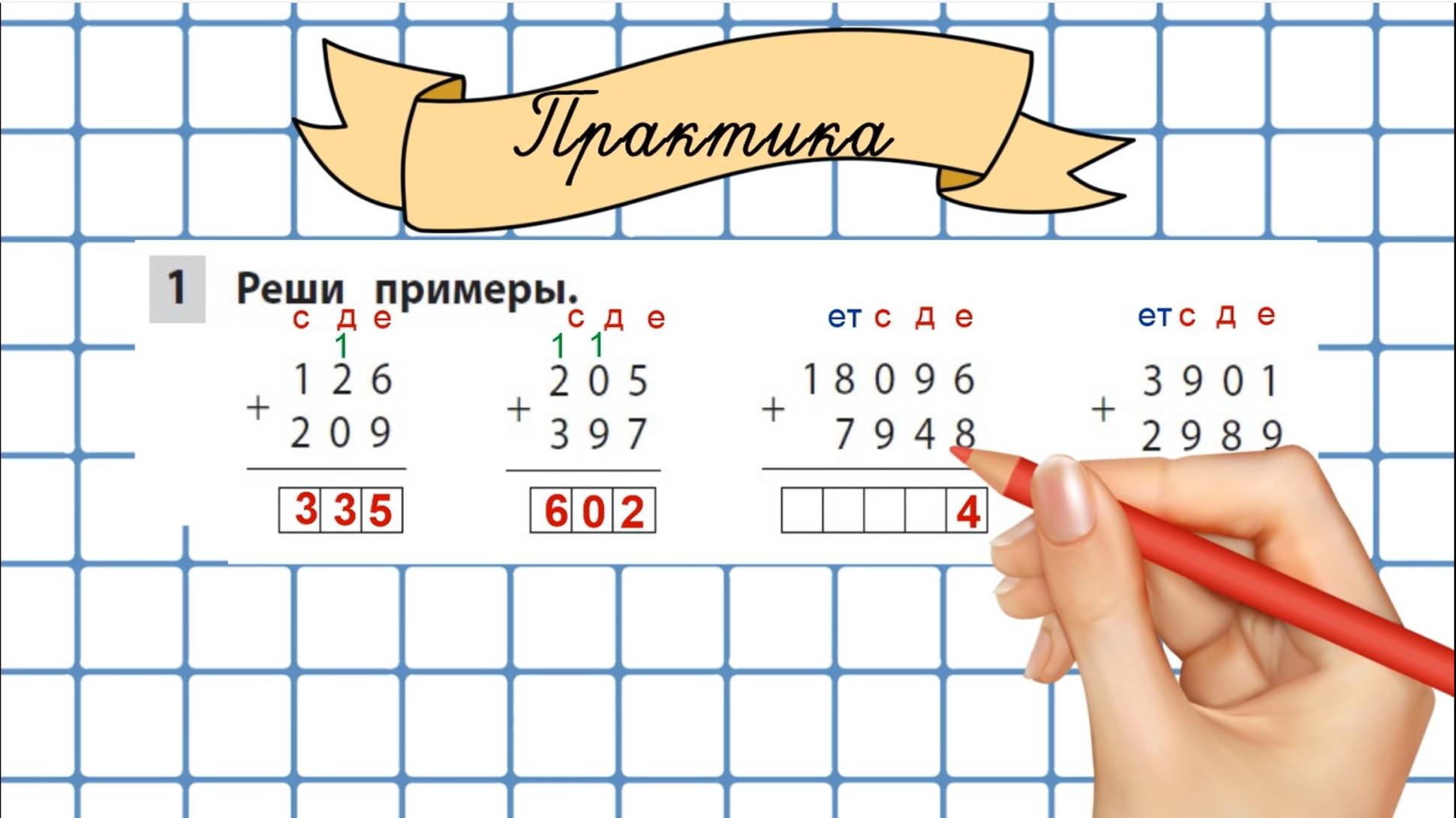 Письменное сложение многозначных чисел