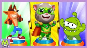 Говорящий Том против Ам Няма и Краш Бандикута.Кто Лучше Справится с Боссом.Игры Догонялки