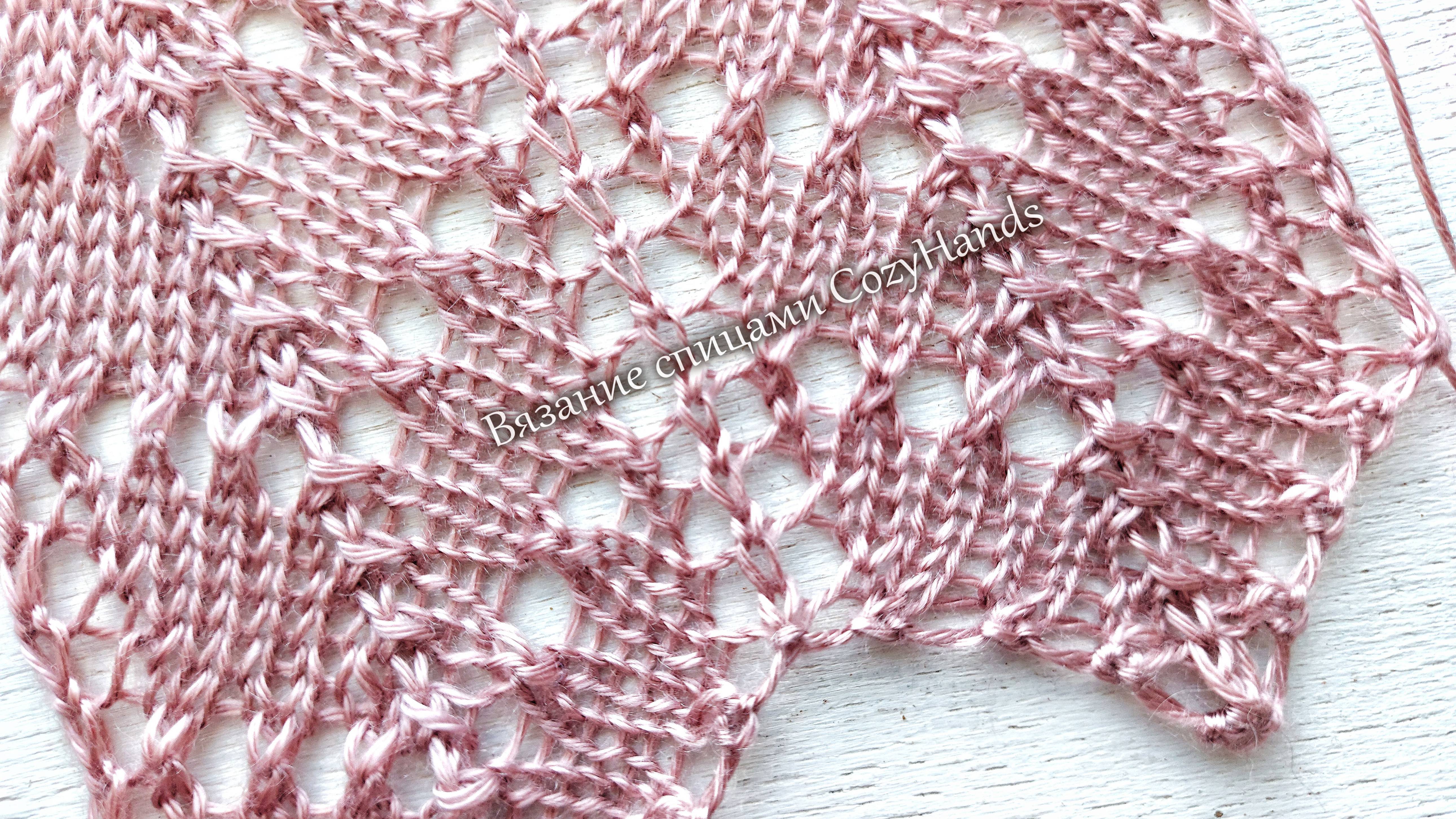 Кружевной узор из вертикальных дорожек для вязания сарафана, палантина смотреть онлайн