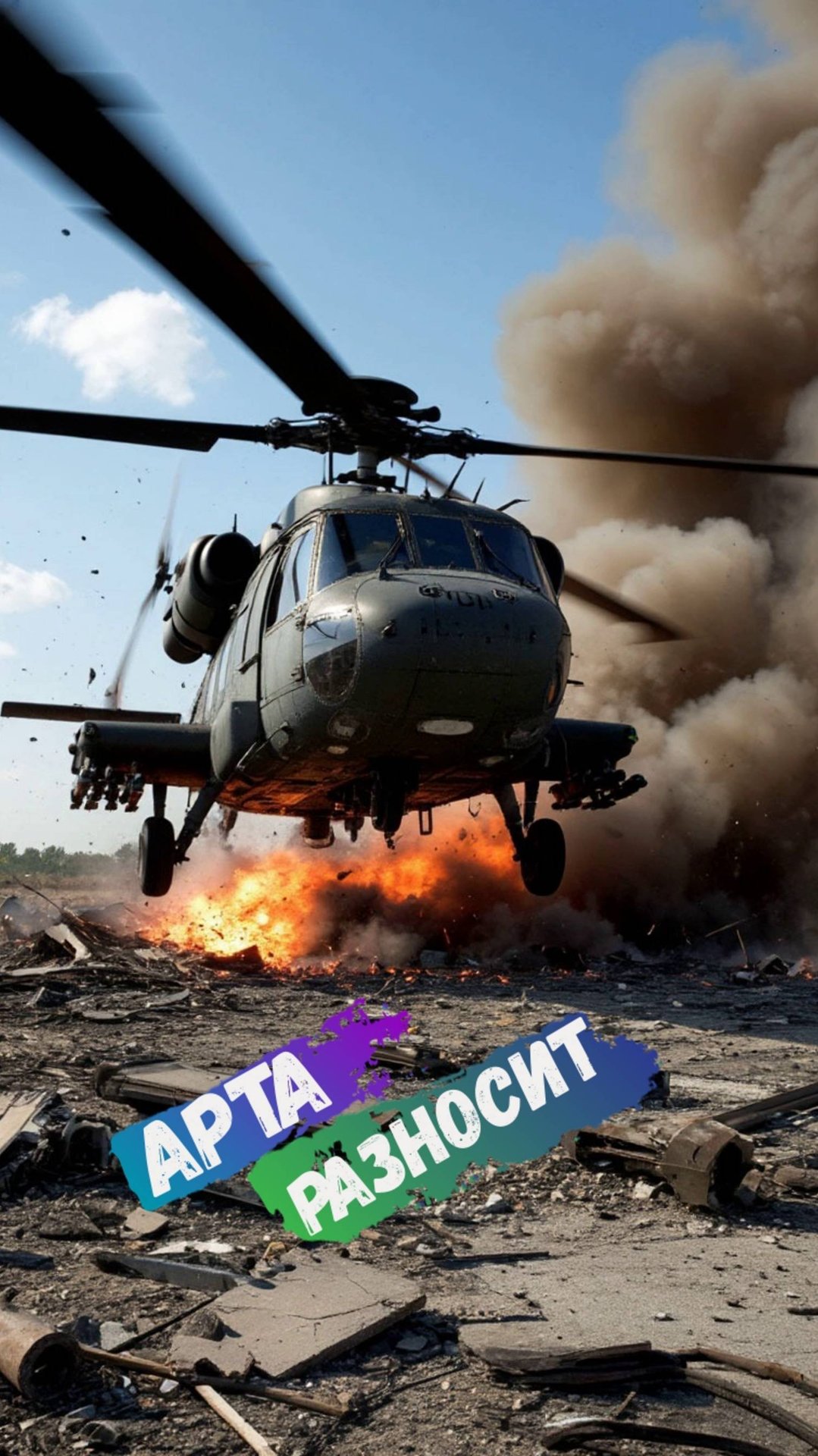 Ракетный Ад_ Беспилотник Снимает Разрушения и Боевые Вертолеты! смотреть онлайн