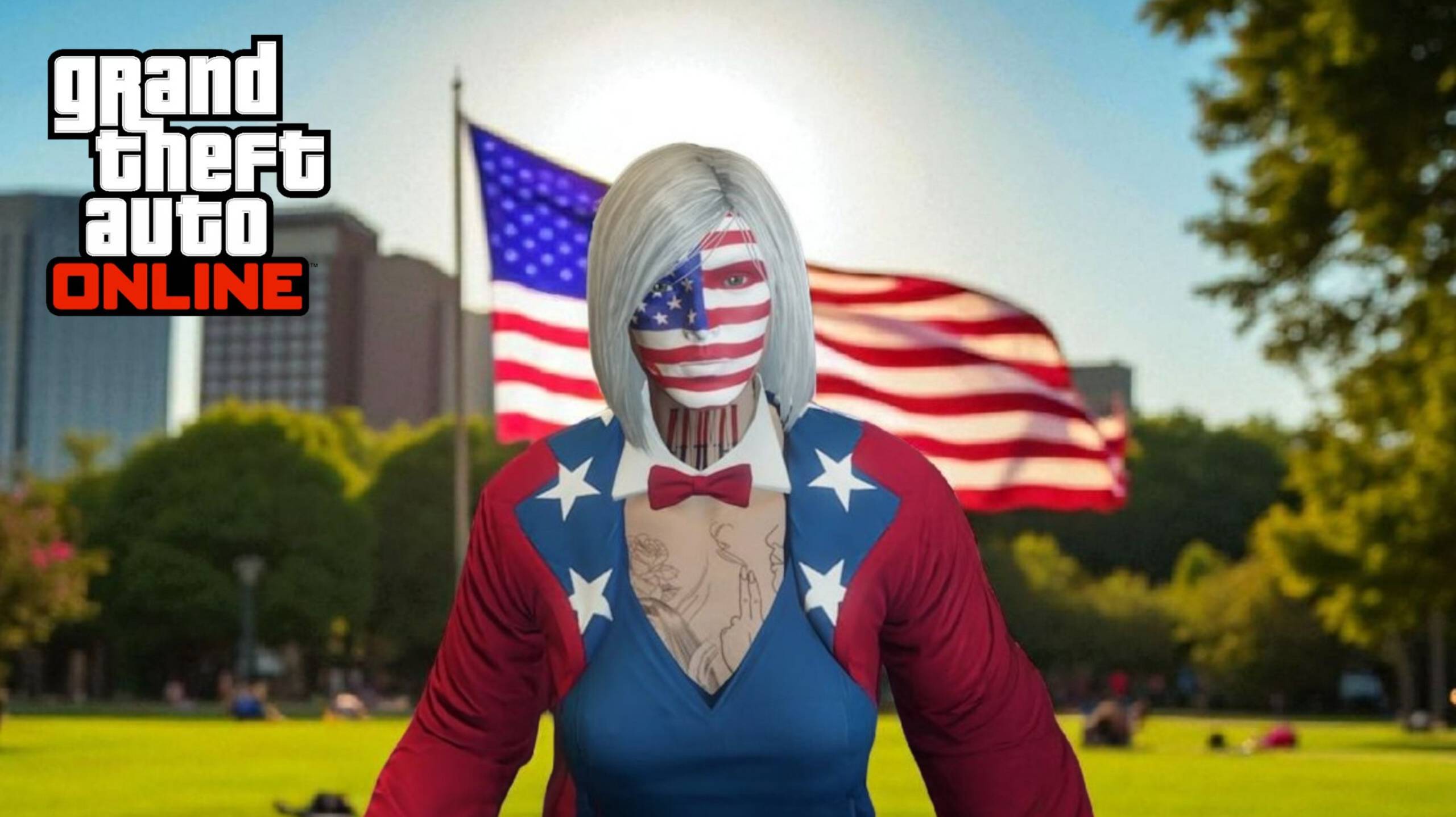 Раскраска лица Америкий флаг в GTA Online смотреть онлайн