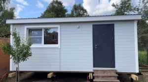 Дачный модульный каркасный дом 6х4,6м за 1 день на участке. Обзор снаружи внутри