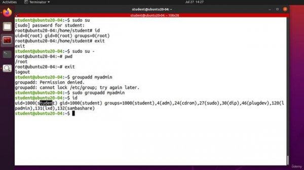 014 root vs. Non-privileged Users. Getting root Access (sudo, su, passwd)