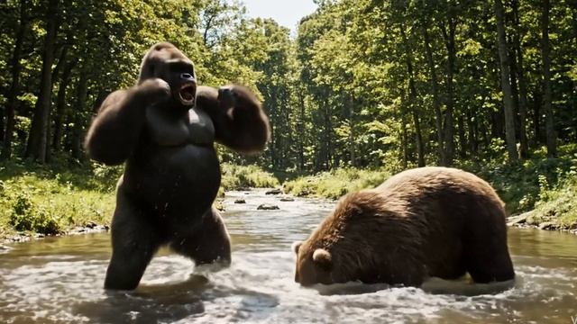Битва гориллы и медведя. Никто не хотел уступать. Медведь против гориллы видео. Кто сильнее смотреть онлайн