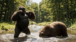 Битва гориллы и медведя. Никто не хотел уступать. Медведь против гориллы видео. Кто сильнее