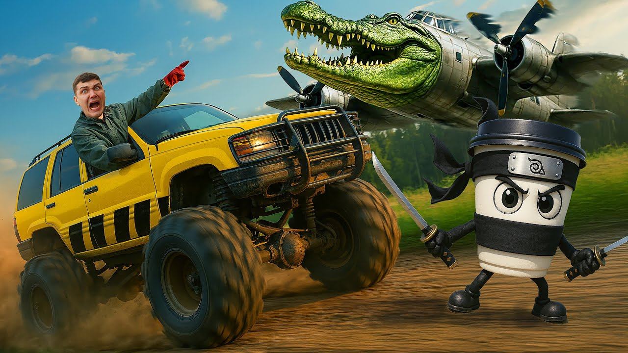 МОНСТР-ТРАК vs БОМБАРДИРО КРОКОДИЛО! Кого мы нашли в лесу? смотреть онлайн