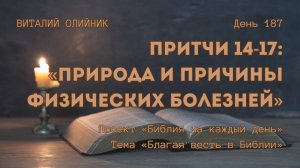 День 187. Притчи 14-17: Природа и причины физических болезней | Библия на каждый день | Благая весть
