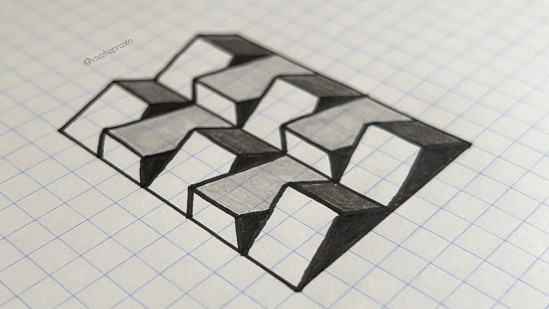 3D-рисунок по клеточкам — просто смотри и рисуй за 7 минут смотреть онлайн