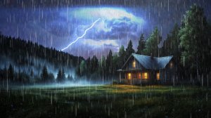 🌿 Звуки дождя для сна.🌿Звуки сильного ливня и грома в туманном лесу ночью.