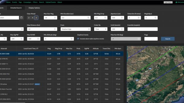 OW Cloud - страничка поиска астероидных покрытий