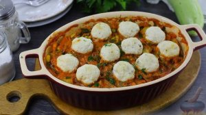 ФРИКАДЕЛЬКИ, ЗАПЕЧЁННЫЕ С КАБАЧКАМИ И КОНСЕРВИРОВАННОЙ КУКУРУЗОЙ