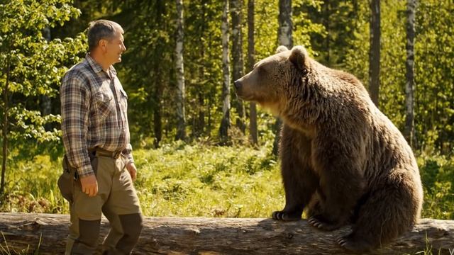 медведь Валера и мужик в лесу. видео с медведем смотреть смотреть онлайн