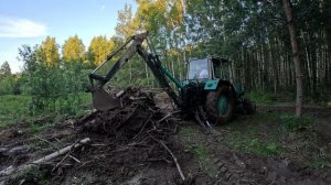 Работа ковшом трактора ЮМЗ 6