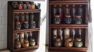 Сделала полку для специй сама из того что нашла в запасах.