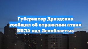 Губернатор Дрозденко сообщил об отражении атаки БПЛА над Ленобластью