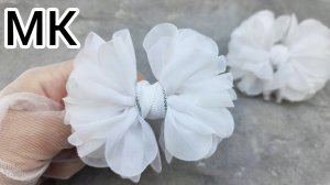 МК Белые пышные бантики, Белый бант, Бантики на 1 сентября, Бантики на резинке, Как сделать бантик