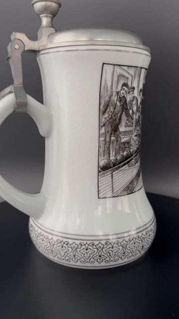 Фарфоровая пивная кружка «Игра в боулинг» Германия Altenkunstadt  #beer #пиво #боулинг #винтаж