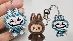 ЛАБУБУ кирпичным плетением. Брелок и кулон из бисера