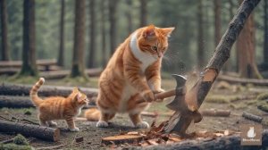 Мама-Кошка берет котят, чтобы найти дерево для изготовления деревянного велоcипеда #mamacat